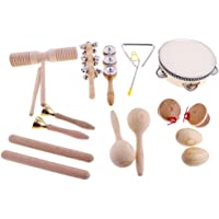 Homyl Bebés Niños Instrumento Musical Palillo De Madera Sonajero De Mano Dedo De Campana Castañuela Sonda De Tubo De…